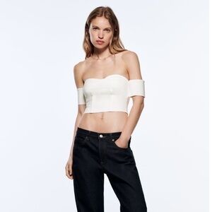 New Zara | Off The Shoulder White Crop Top